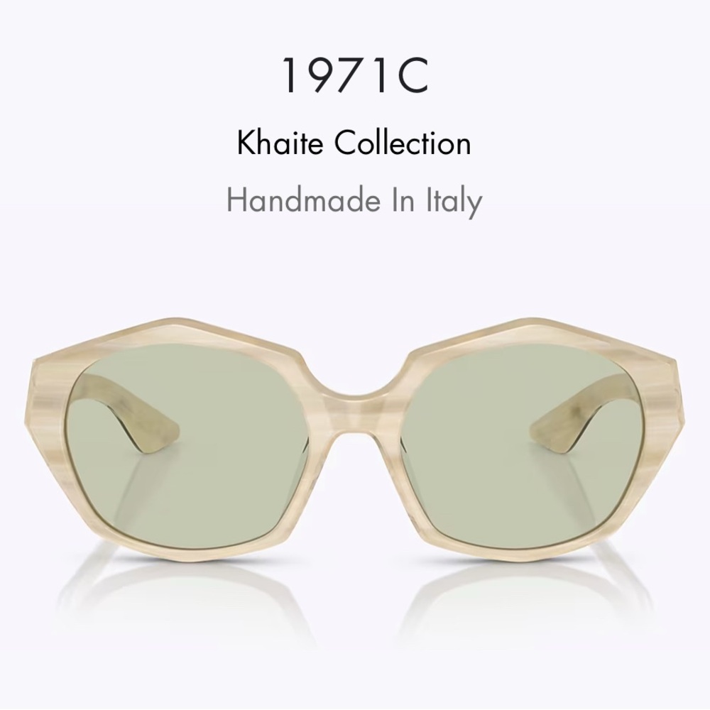 KHAITE + Oliver Peoples Tan Sunglasses Oversized Geometric Design
